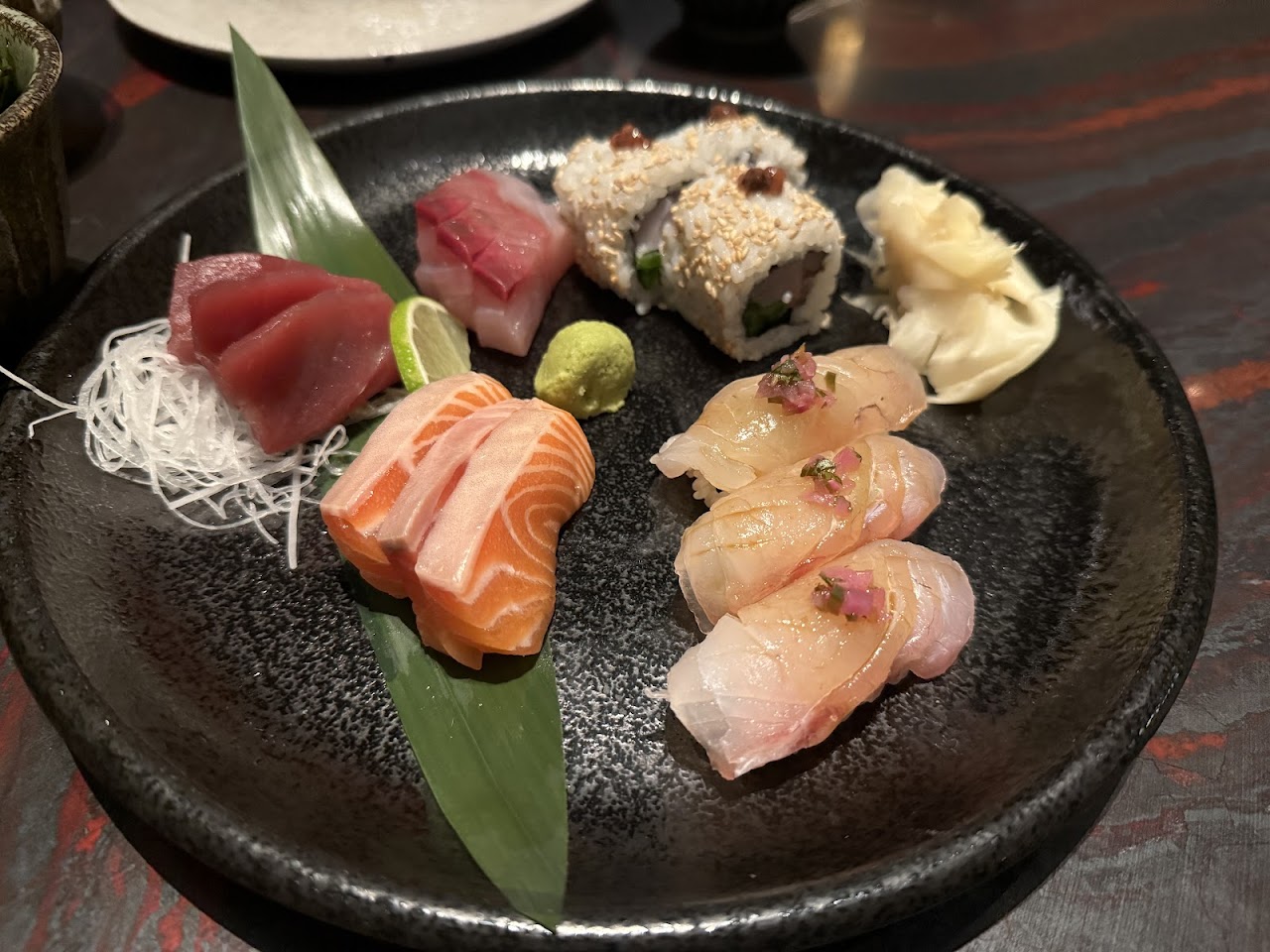 Sashimi and sushi selection at Kazan Japanese Dining